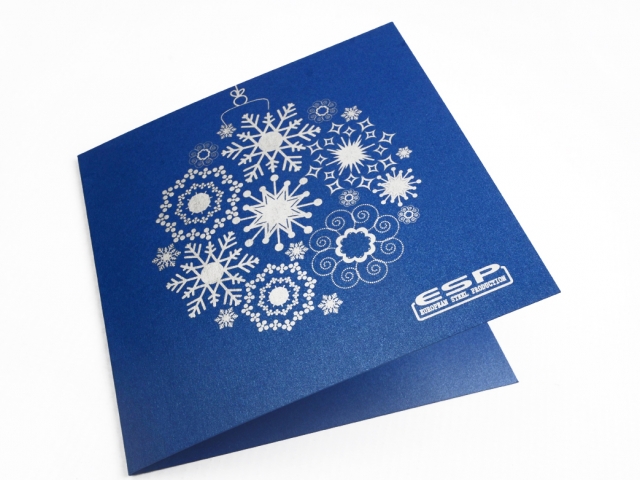 ESP Ziemassvētku kartiņas dizains un druka ar sudrabu