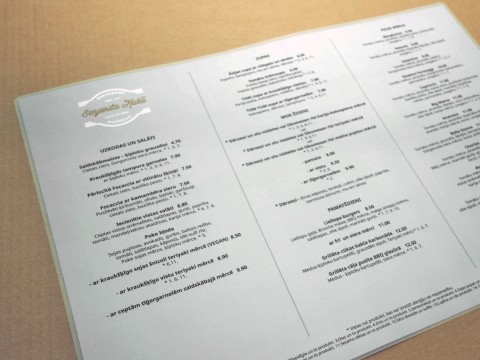 Laminētas ēdienkartes izgatavošana