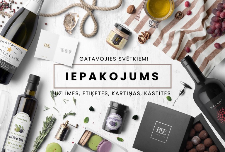 Gatavojies svētkiem: etiķešu, uzlīmju, iepakojuma druka